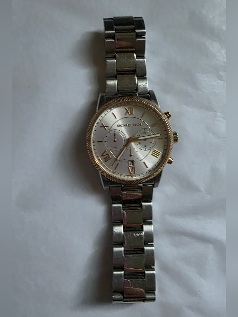 Michael Kors Silver and Gold Mens Chronograph Bracelet Watch
